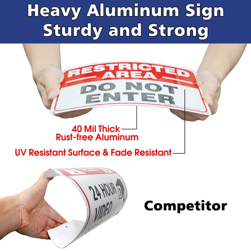 Faittoo Restricted Area Sign, Do Not Enter Signs Metal, 2 Pack, 10 x 7 inch .40 Rust Free Aluminum, UV Protected, Weather Resistant, Waterproof, Durable Ink, Easy to install - Image 5